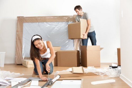 Boxes and furniture being prepared for a Soho flat move