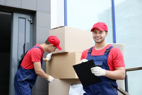 Removal team preparing a Soho home move in a narrow central London street