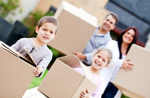 Student moving checklist and packed boxes ready for transport in Soho