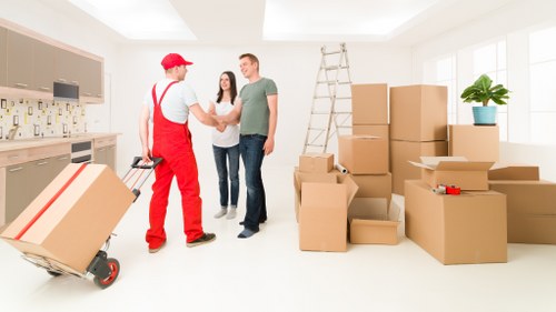 Office furniture and equipment prepared for a business relocation in Soho