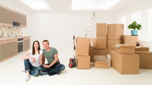 Packed boxes and furniture ready for a central London relocation