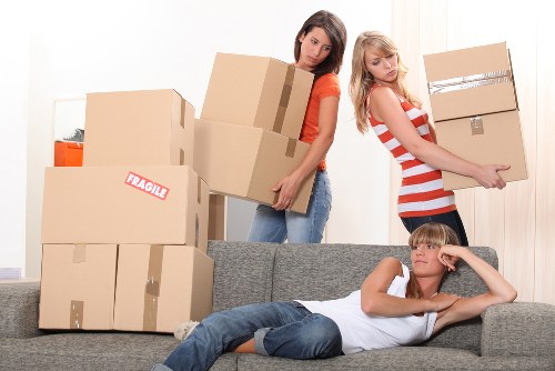 Commercial furniture and office equipment prepared for a Soho relocation